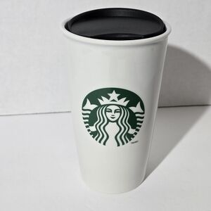 Starbucks Classic White and Green Coffee Traveler Tumbler 12oz